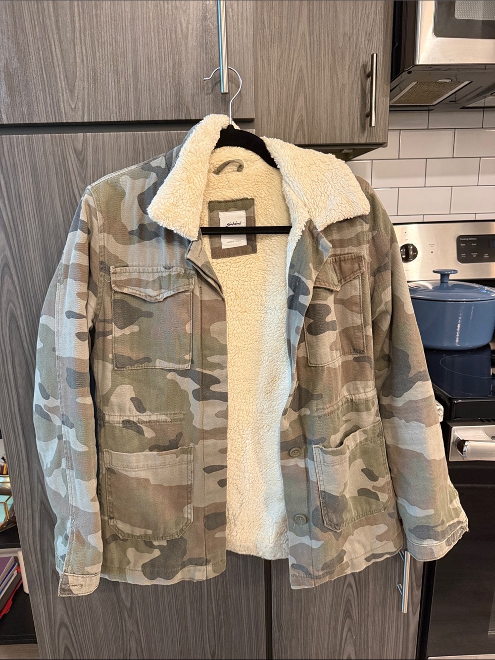 Sherpa-Lined Camo Utility Jacket - Green Camo